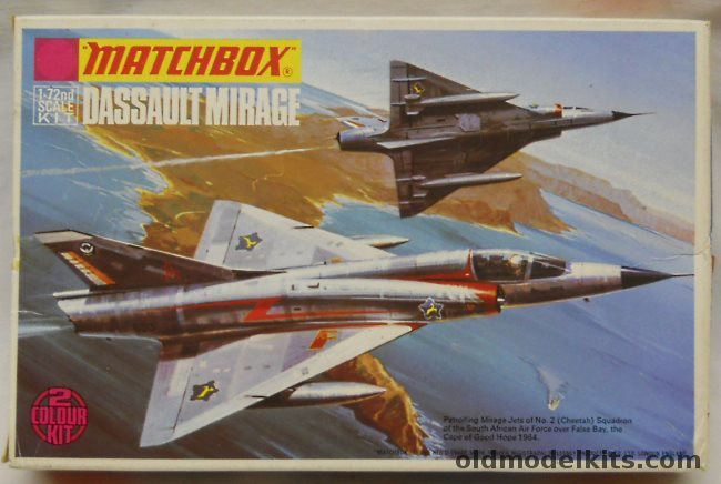 Matchbox 1/72 THREE Dassault Mirage IIIC - No. 2 (Cheetah) Sq South Africa 1964 /  French 3e Escadre de Chassse (Escadron 111/2 'Alsace') 1968, PK-20 plastic model kit